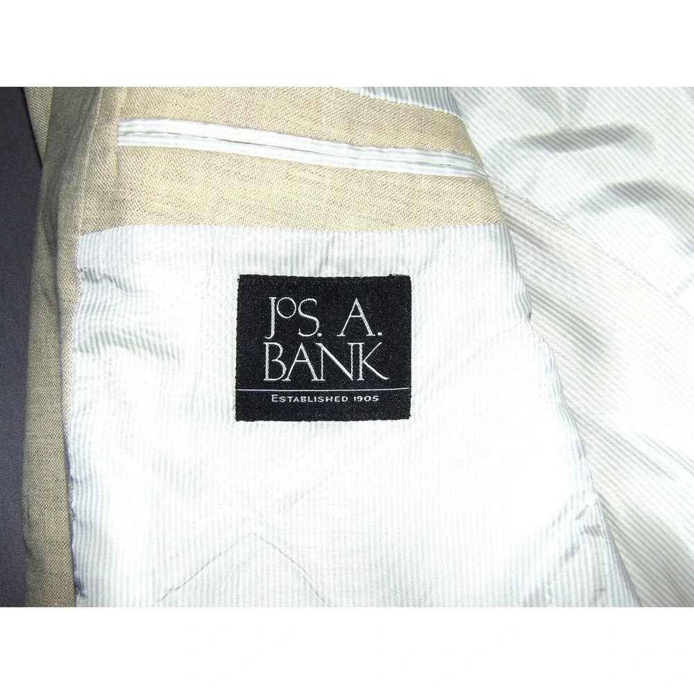 Jos. A. Bank Wool/Linen 2 Button Beige 730 BURKE Blazer Sport Jacket Men's 44R